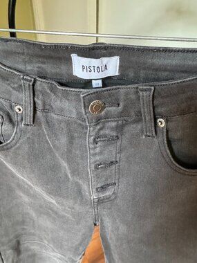 PISTOLA JEANS SIZE 28 BUTTON FLY DARK CHOCOLATE COLOR STRETCH STRAIGHT